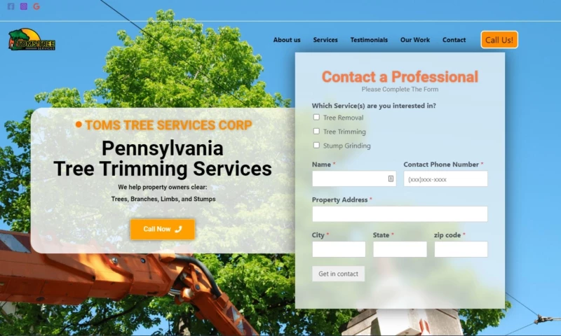 Transitional Web Design LLC. - Toms Tree Trimming Corp