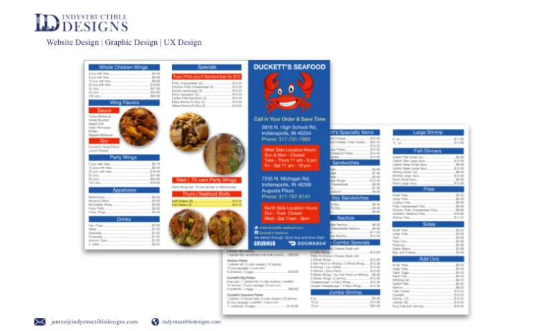 Indystructible Designs - Menu Design | Duckett's