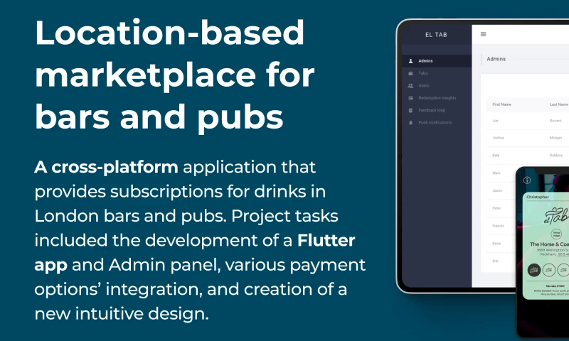 Location-based marketplace for bars and pubs