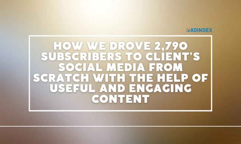 ADINDEX - How We Drove 2,790 Subscribers To Clients Social Media From Scratch With The Help Of Useful And Engaging Content