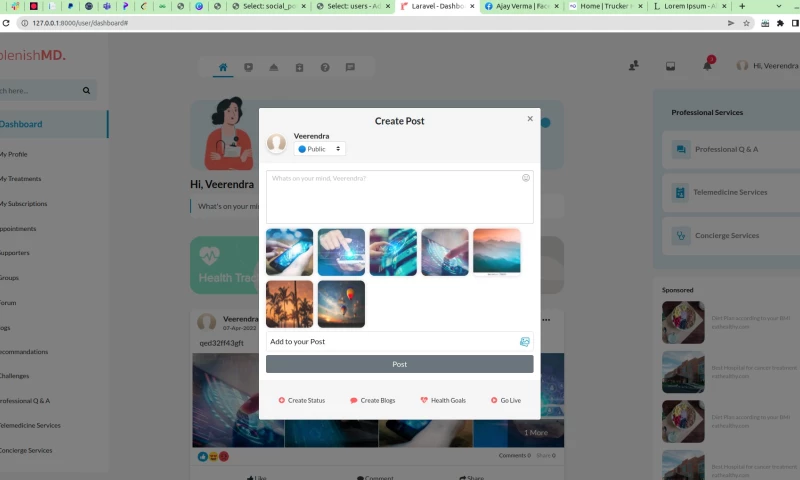 Social Network Web Platform Development - ReplenishMD