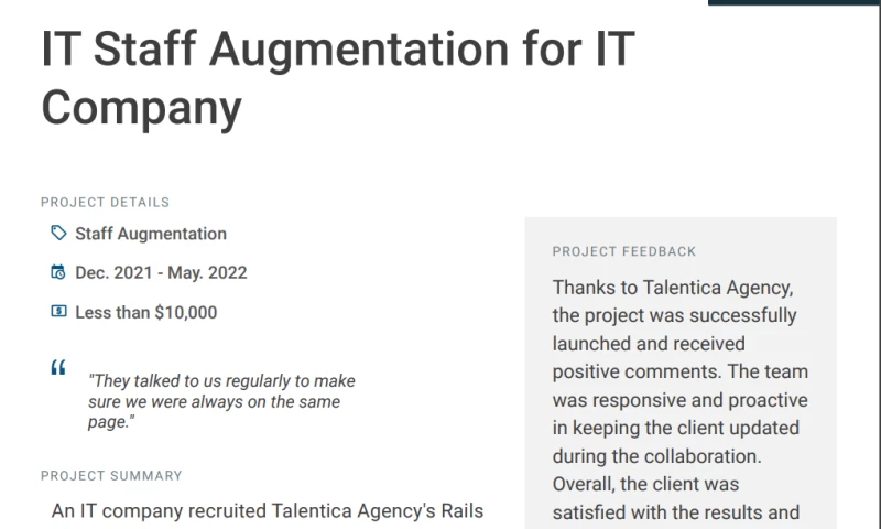 Talentica Agency - IT Staff Augmentation for IT Company