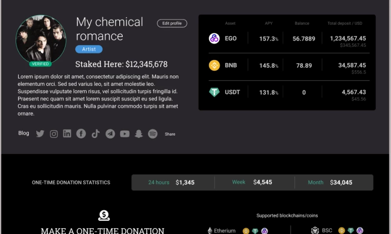 Blockchain staking platform and NFT marketplace