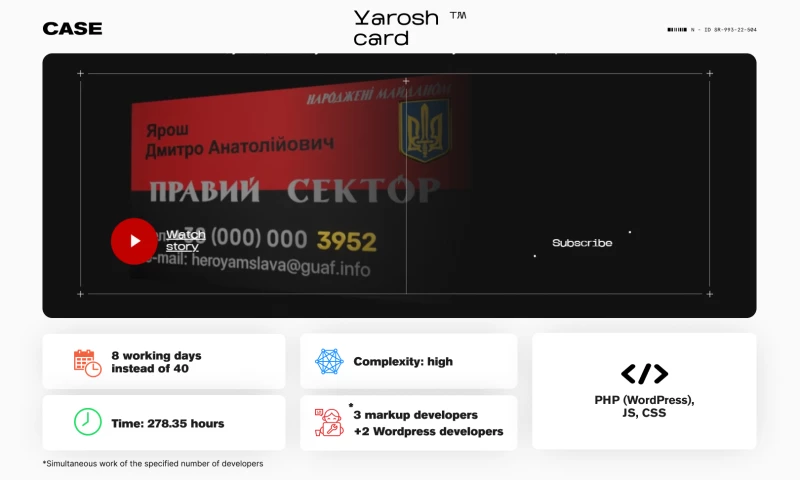 Glivera team - Markup for project Yarosh card