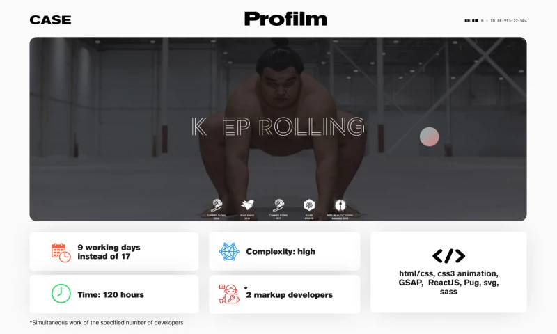 Glivera team - Markup for project Profilm