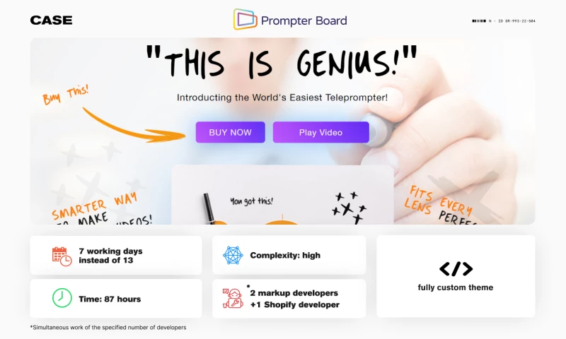 Glivera team - Markup and Shopify for project Prompter Board