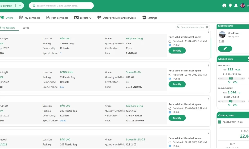 Enlab Software - Custom Coffee Procurement Marketplace
