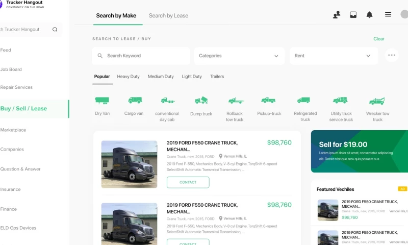 Social Network Web Development for Trucking