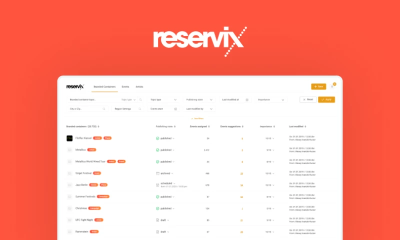 The Software House - Upgrade Reservix ticket platform with a custom CMS