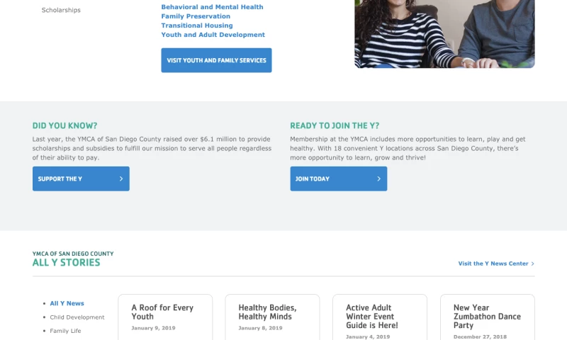 YMCA Website Design, Video, Mobile App