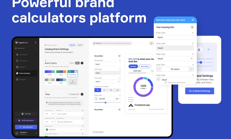 Powerful brand calculators platform