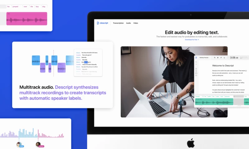 Descript - Website design and front-end for the worlds first audio word processor.