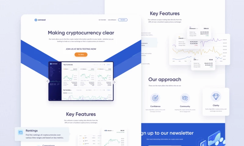 Coinread - Design and development for a Crypto data app that allows you to discover, track and share useful information.