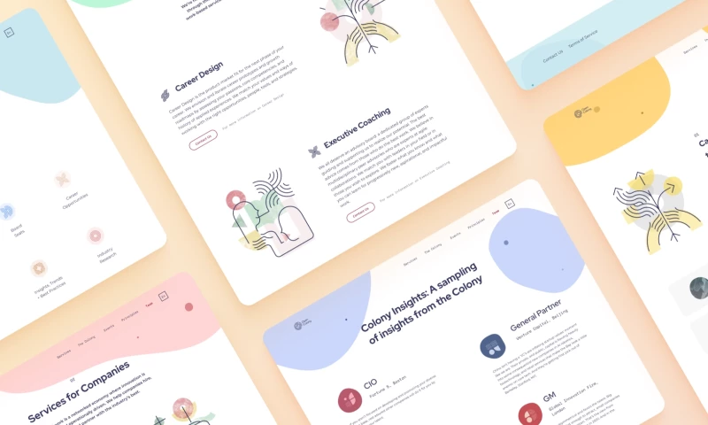 Ramotion - OpenColony - Website design, front-end, iconography and illustrative system for an executive advisory firm.