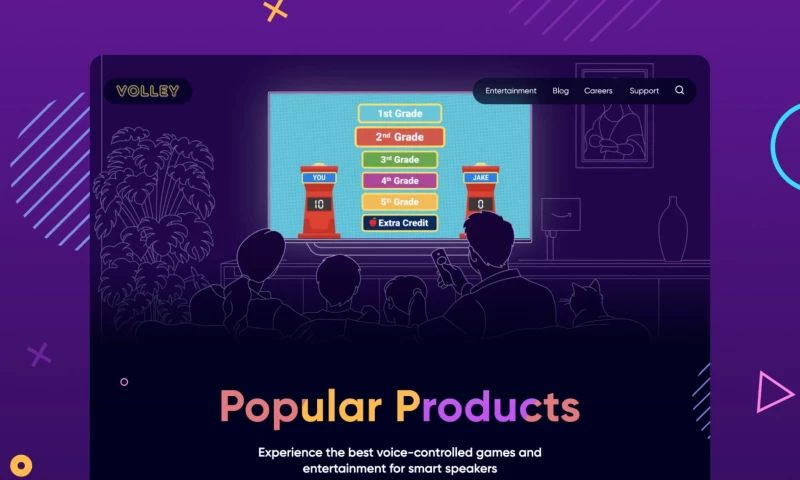 Ramotion - Volley - Marketing website design and front-end development for voice-controlled games and entertainment for smart speakers service