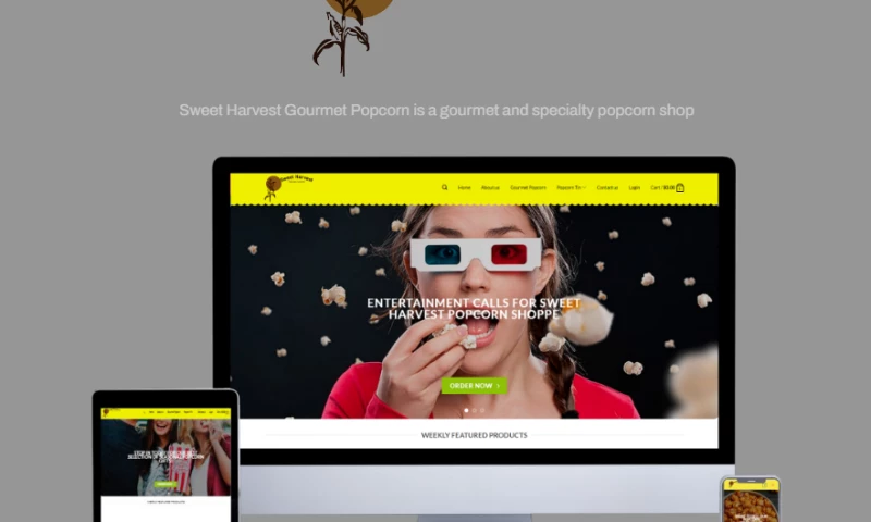 Logo Design Flux - Sweet Harvest Popcorn Shoppe