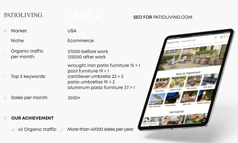 Elit Web - SEO for Patioliving, eCommerce Furniture Company