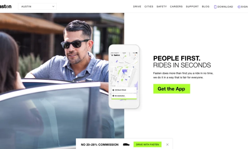 Website and digital support of Fasten ridesharing service