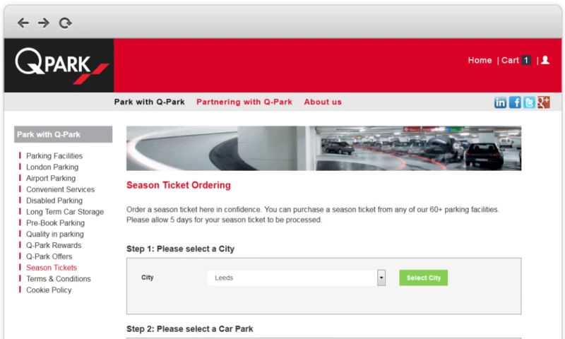 Season ticket ordering system for International car park operator