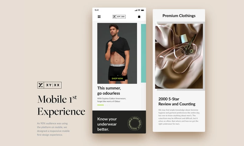 Modern UX/UI design for apparel D2C Brand