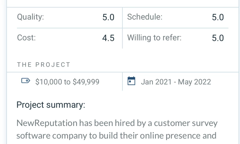 SEO & Reputation Mgmt for Customer Survey Software Company