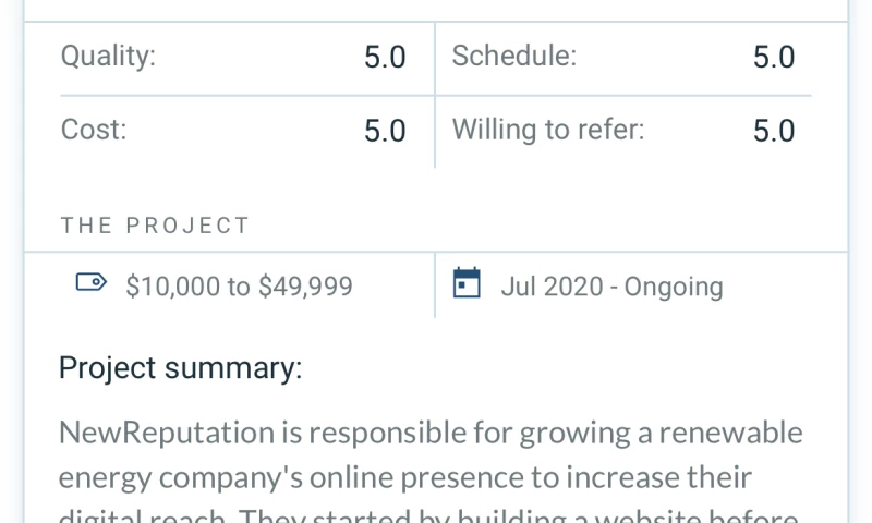 NewReputation - Website Dev & Social Campaigns for Solar Installation Co.
