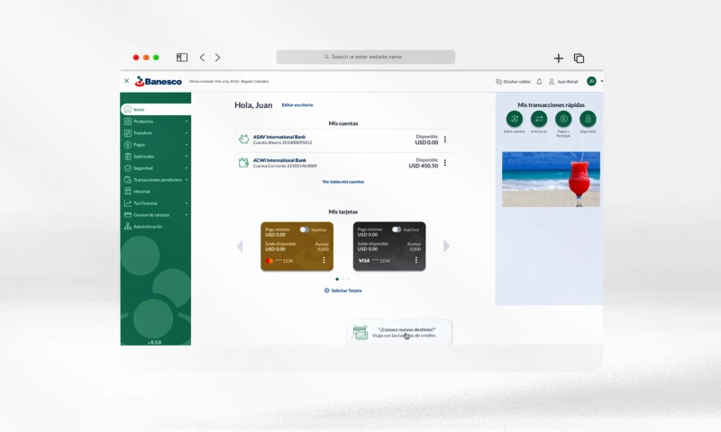 Devops and QA service for a new mobile and web app for Banesco digital banking