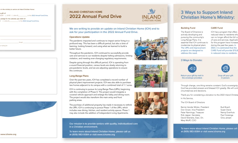 Annual Fund Drive Collateral for Inland Christian Home