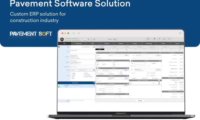 Custom ERP solution for construction industry