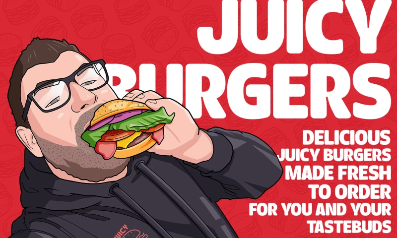 'Juicy Burgers' Burger Truck Logo & Brand