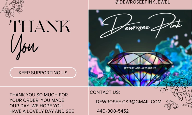 Total Quality Call Center - Dewrosee Pink Jewel Thank you Letter Card