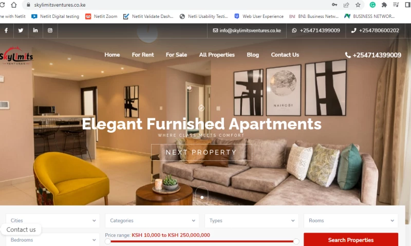 Netlit Digital Marketing Kenya - Sky Limits Ventures Real Estate Website Design