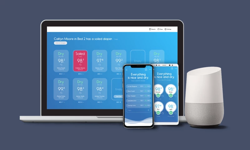 SEVEN - Smart Diapers Mobile and Web Apps compatible with Virtual Assistant