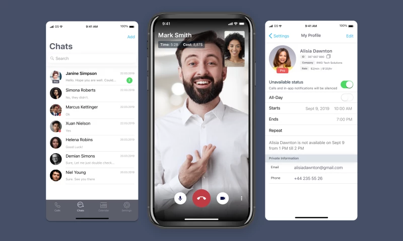 SEVEN - Pay-Per-Minute Video / Audio / Text Chat E-consulting Mobile App