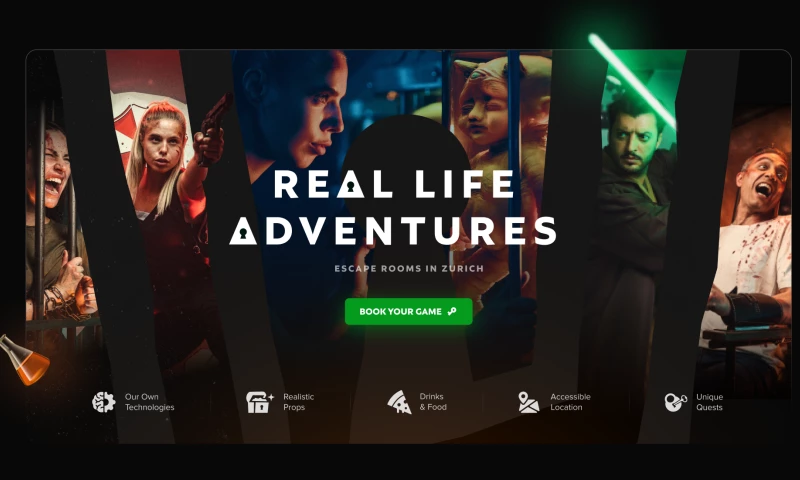 Website for Zurich-based escape room company Escape City