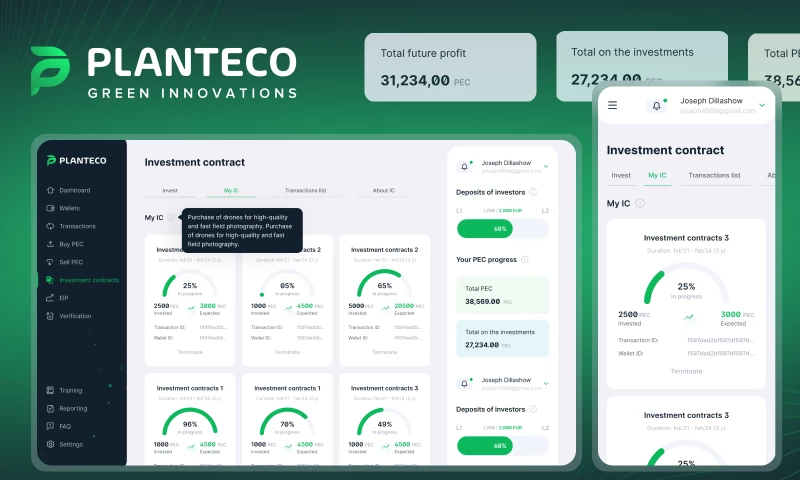 Solar Digital - Website for international investment platform Planteco