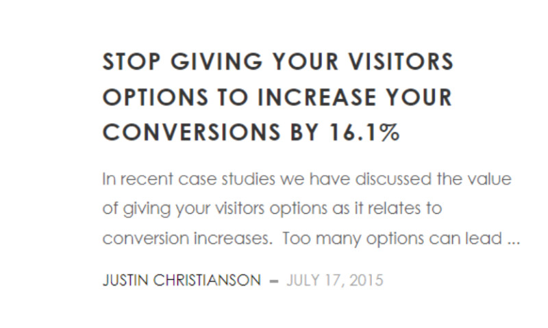 Conversion Fanatics - Stop Giving Your Visitors Options To Increase Your Conversions By 16.1%