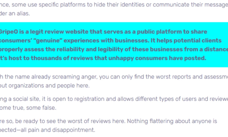 GripeO.com Post Removal