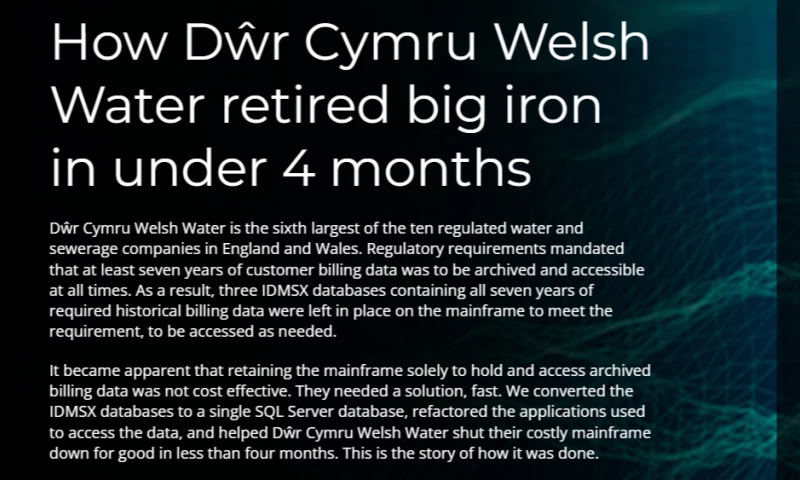 How Dŵr Cymru Welsh Water retired big iron in under 4 months