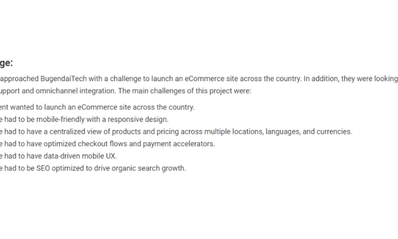 BugendaiTech FZCO - BugendaiTechs ECommerce Project For A Client Seeking To Launch A New Site Across The Country