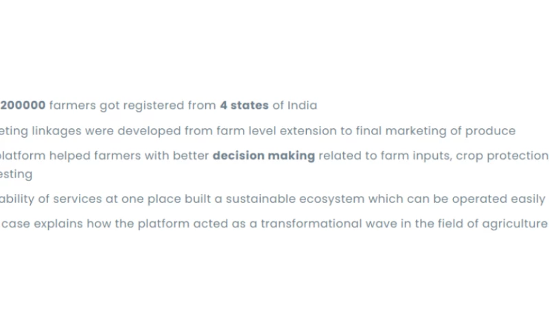 Highly sustainable & scalable tech ecosystem for farmers in India