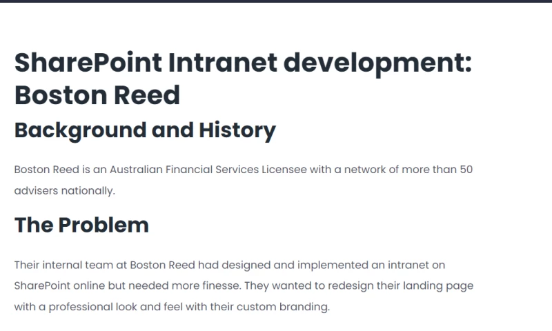 Evolvous - SharePoint Intranet development: Boston Reed