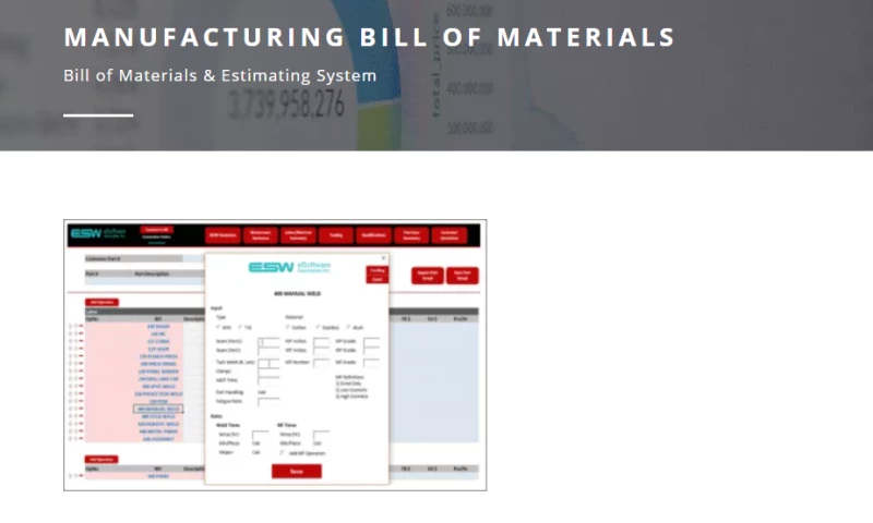 MANUFACTURING BILL OF MATERIALS