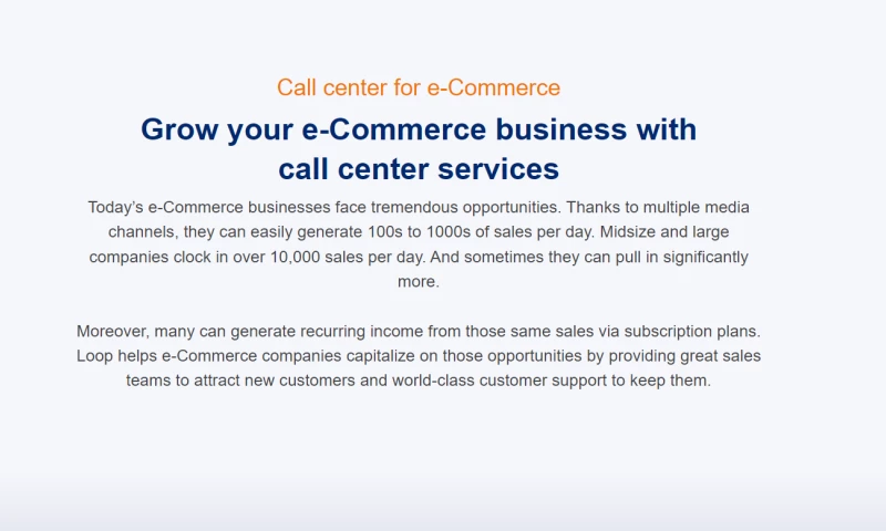Call center for e-Commerce