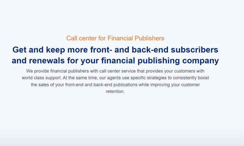 Call center for Financial Publishers