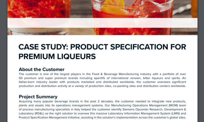 Product Specification for Premium Liqueurs