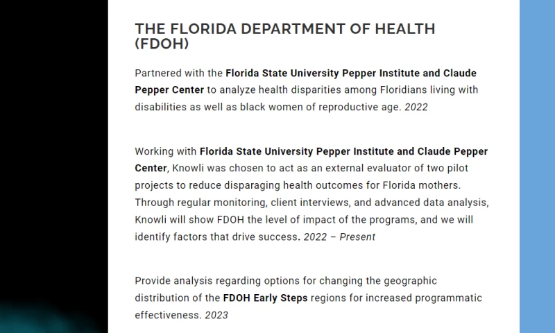 Knowli Data Science - THE FLORIDA DEPARTMENT OF HEALTH (FDOH)