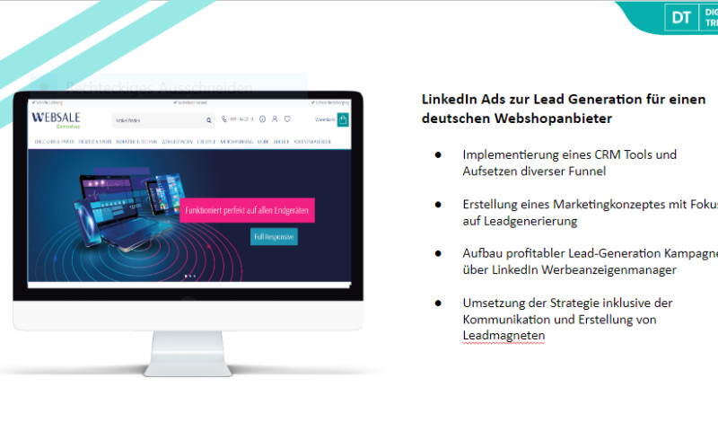 Digital Trendteam - LinkedIn Ads zur Lead Generation für einen deutschen Webshopanbieter