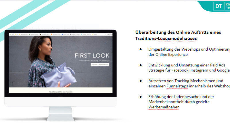 Digital Trendteam - Überarbeitung des Online Auftritts eines Traditions-Luxusmodehauses