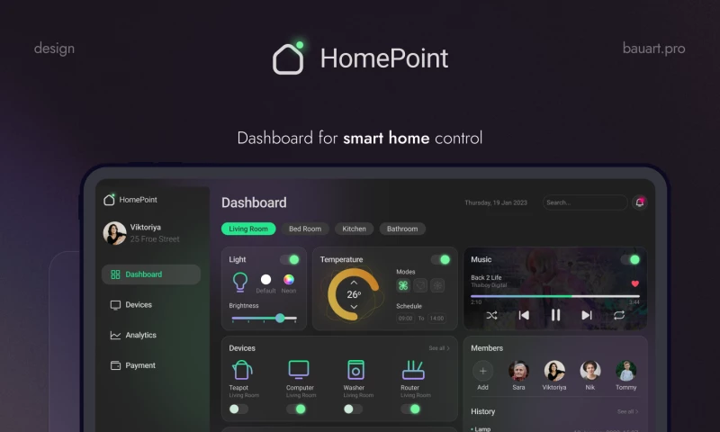 Dashboard for smart home control